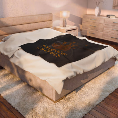 Velveteen Plush Blanket — "Smoke N Bowls" Guitar & Bowl Graphic Cozy Throw
